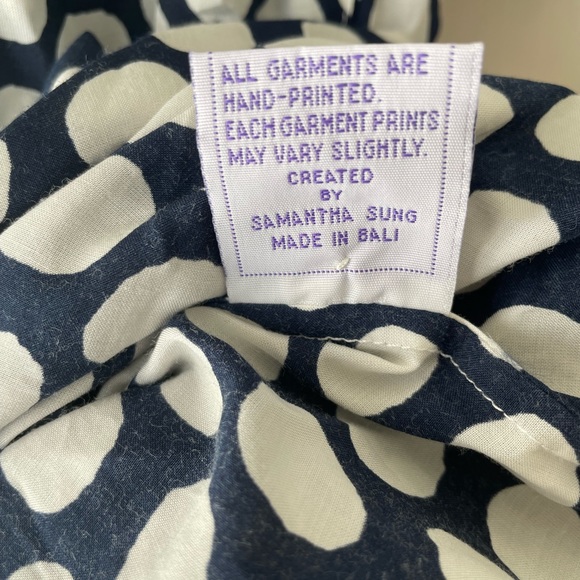 Samantha Sung Blu/wht polkadot 50/50 silk/cotton 3/4sleeve button up, pockets! - Picture 5 of 6